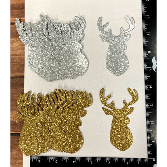 Recollections Christmas Glitter Stickers 24 Pc Silver & Gold Deer Head 529620 - Picture 2 of 4